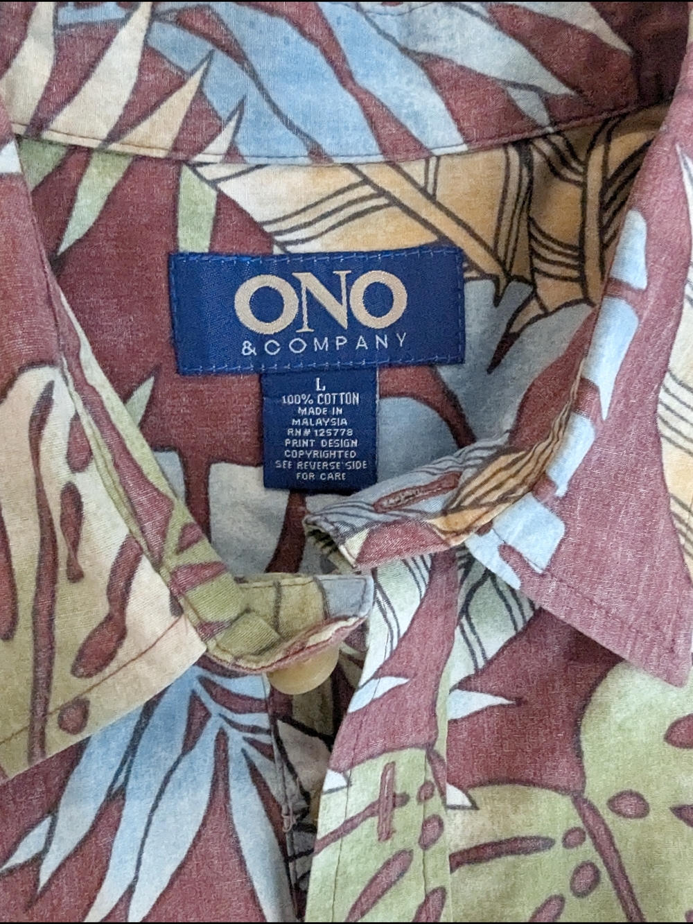ONO & Company Men's Maroon Floral Button-Down Type Shirt But Not All The Way